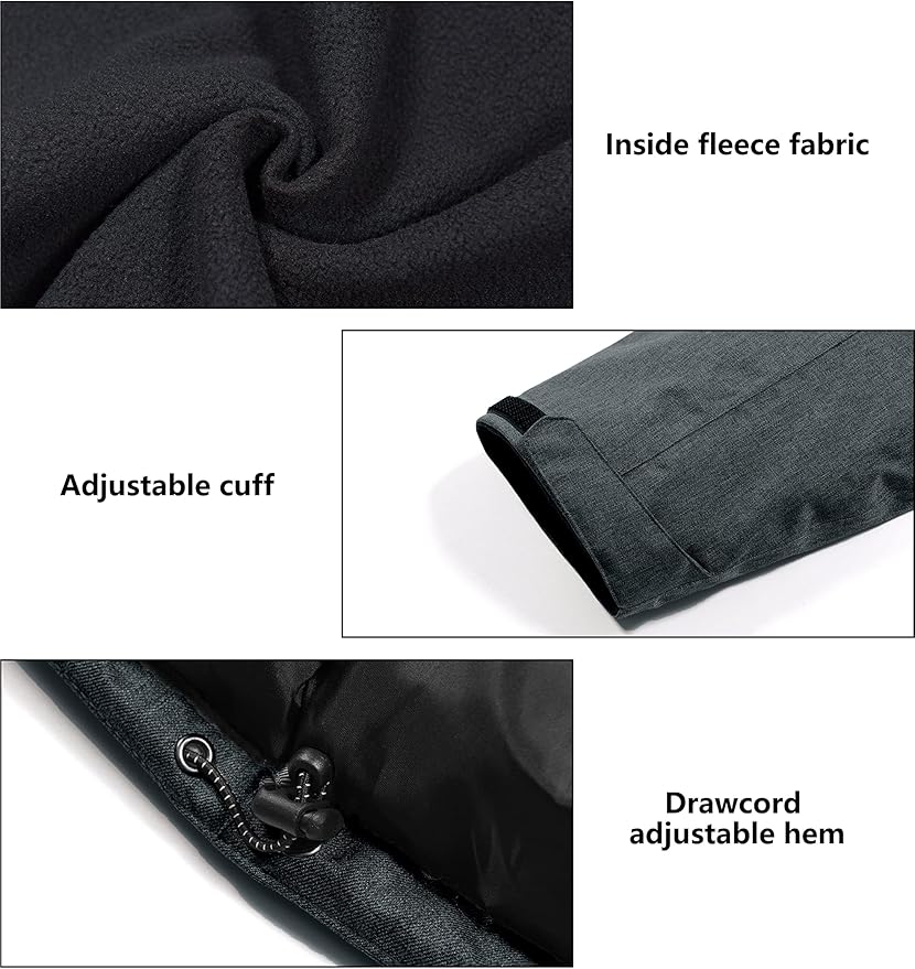 Little Donkey Andy Women's Waterproof Hiking Skiing Jacket with Removable Hood, Fleece Lined Winter Warm Rain Coat