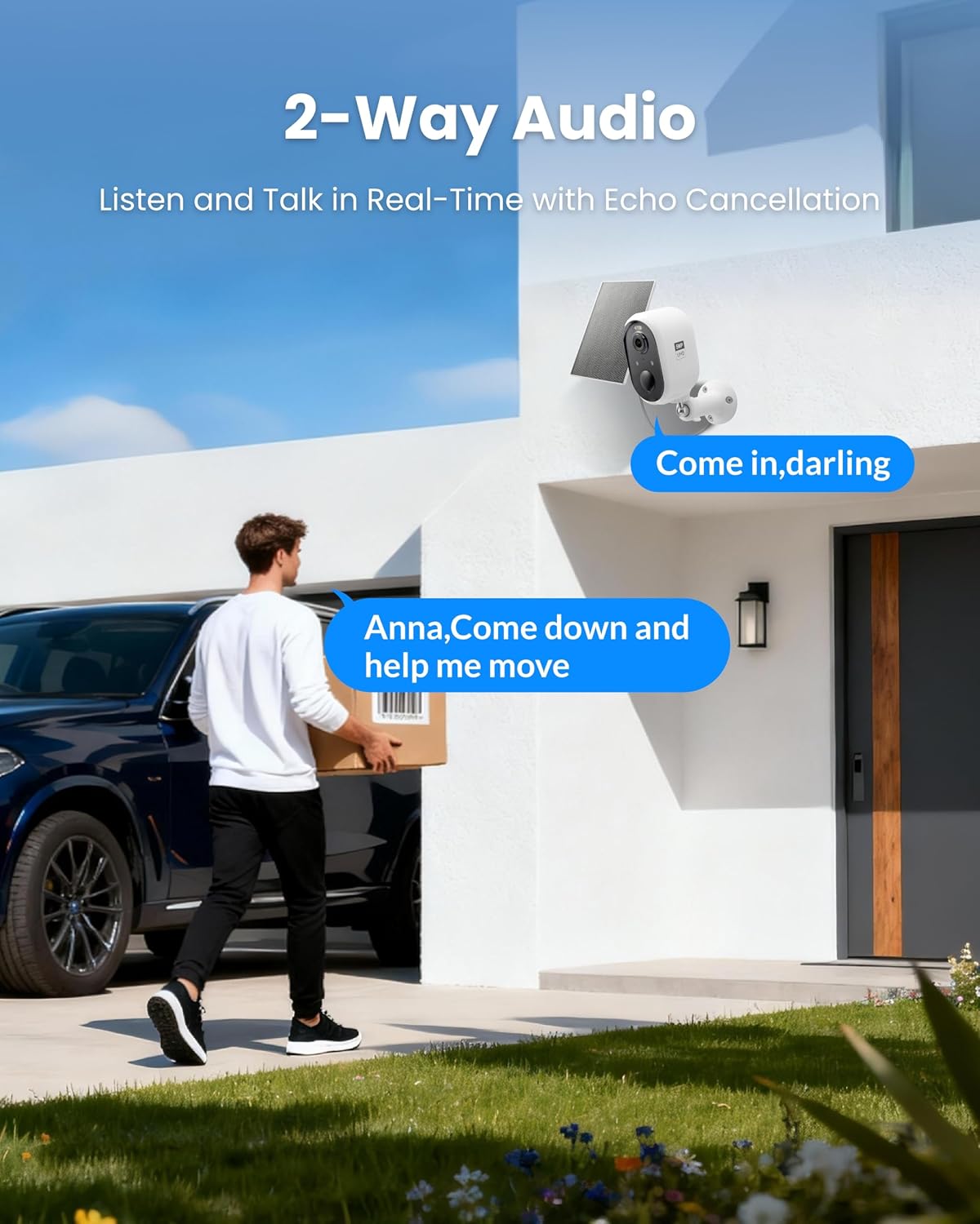 Aurumbach 5MP(3K) Detection,2.4GHz 2-Way Solar Security Camera Outdoor Wireless, Color Night Vision, Battery Powered