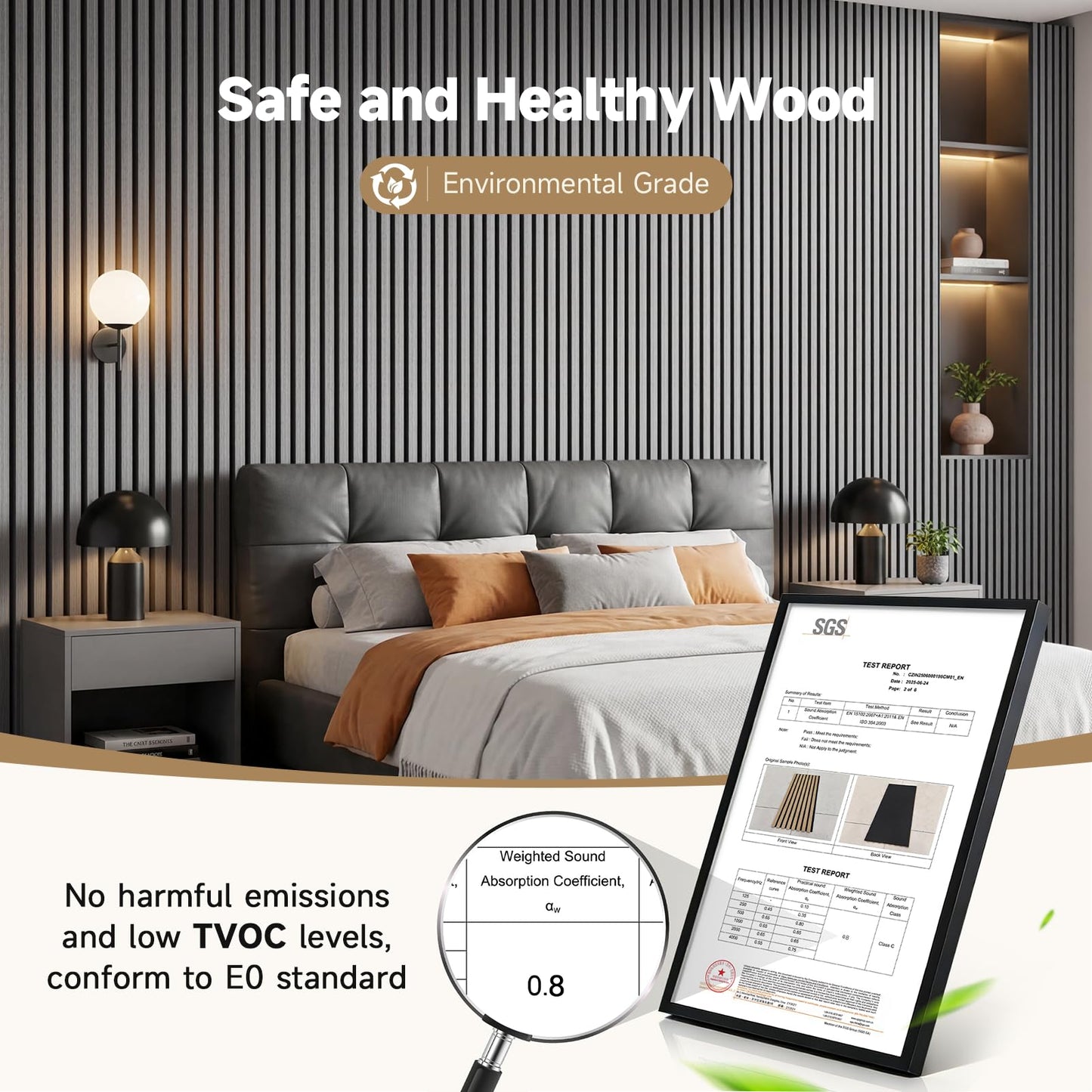 INMOZATA Wood Panels for Wall, 4 Pack 94.5" x 7.9" 3D Fluted Acoustic Accent Wall Panel for Interior Wall Decor, Living Room, Bedroom, Office (Gray)