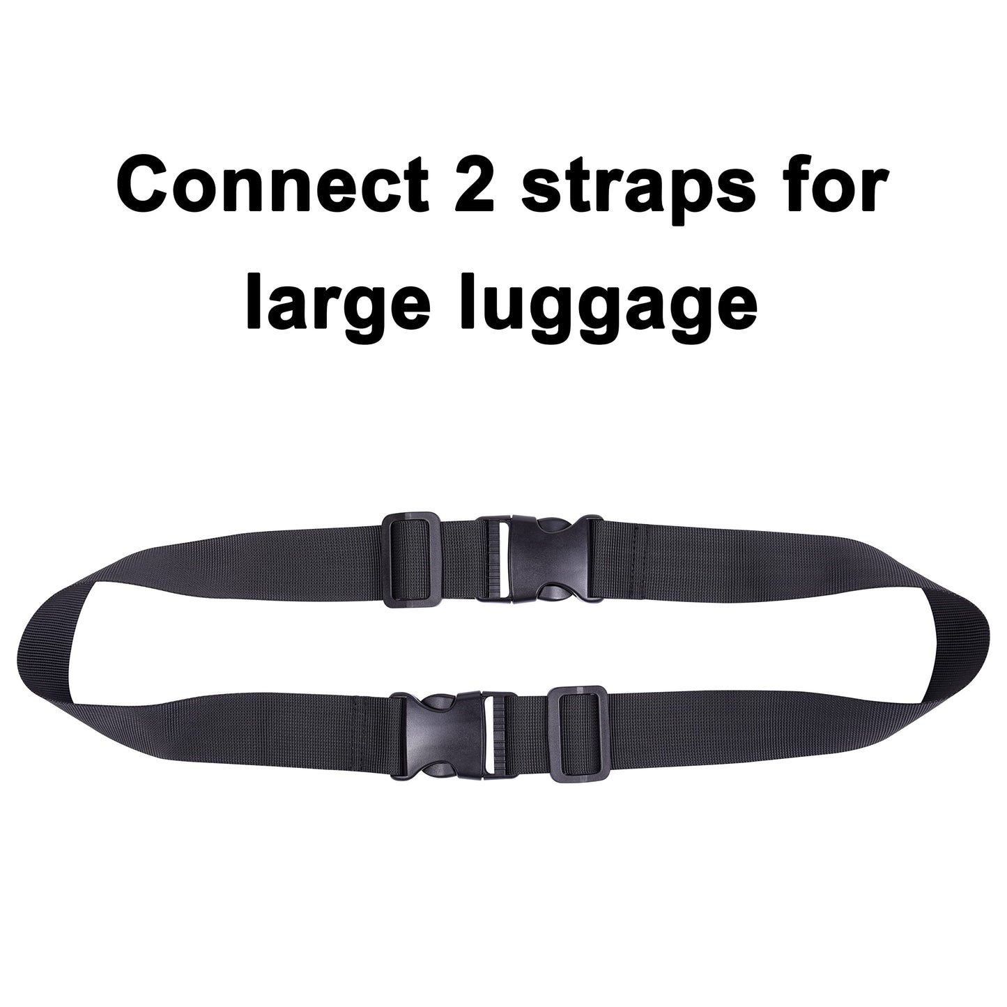 Wisdompro 2 Pcs Add a Bag Luggage Strap, Heavy Duty Adjustable Suitcase Belt Travel Attachment Travel Accessories for Connecting Your Luggage Together - Black