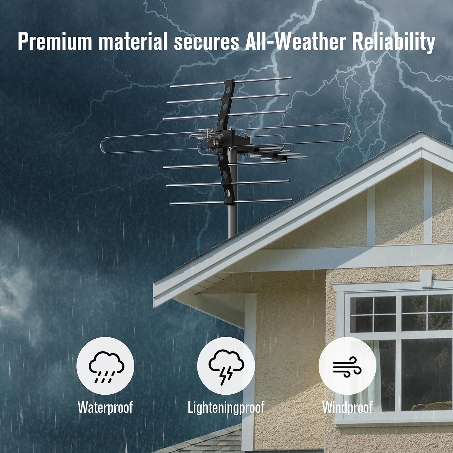 Mornixol 70-Mile 4K, 1080P, Outdoor TV Antenna, Range Digital TV Antenna, Easy No-Tools Installation
