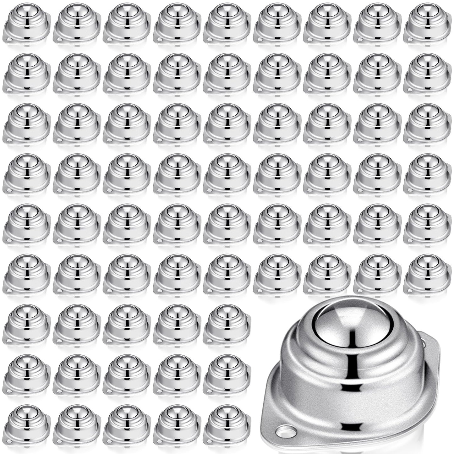 Gisafai 100 Pcs Roller Ball Transfer Bearing Carbon Steel Round Ball Transfer Unit Universal Casters for Conveyor Roller Stand Transmission System Furniture (1")