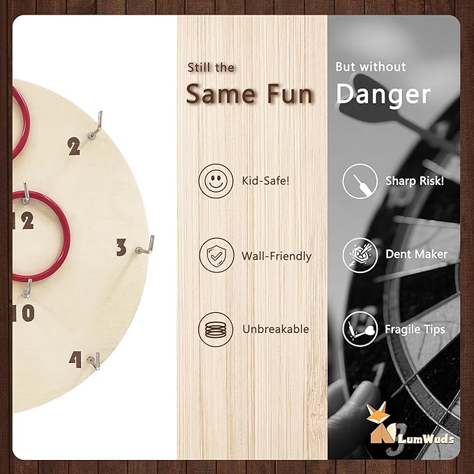 Ring Toss Game for Adults and Kids - Indoor & Outdoor Hook and Ring Game for Parties, Camping & Backyard for Family & Friends