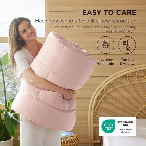 Bedsure Comforter Duvet Insert - All-Season Quilted Down Alternative Bedding, Full Size 86 x 82 Inches, Pink
