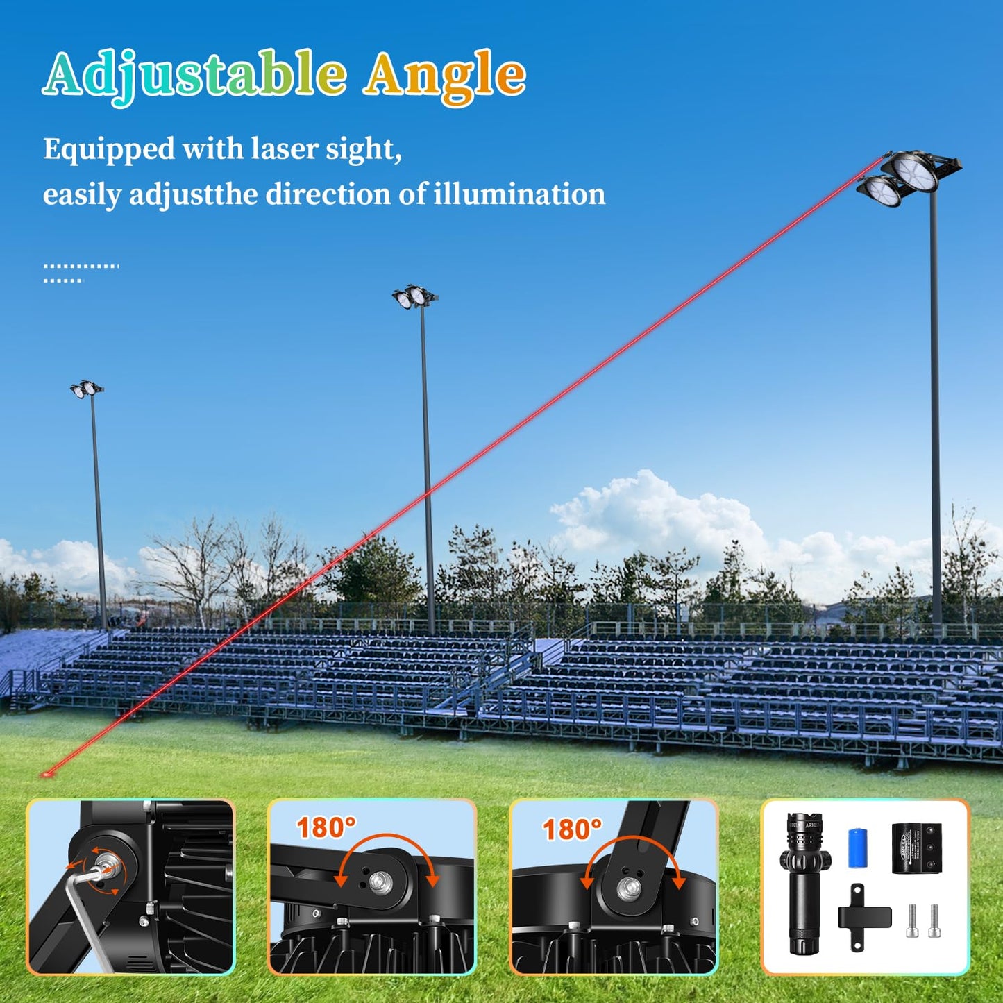 Juyace 78000lm Led Stadium Light Outdoor 600W Flood Lighting Super Bright Commercial Area IP65 Waterproof Arena for Sport Fields and Courts