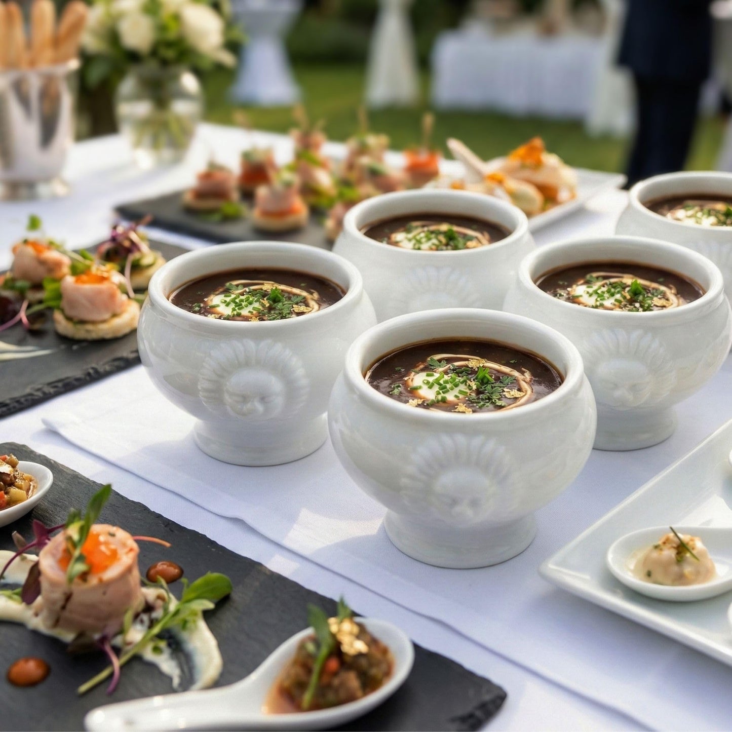 Restaurantware-2 Ounce Porcelain Bowls, 10 Lion Head Design Porcelain Small Bowls - Microwave-Safe, Oven-Safe, White Bowl, Chip-Resistant, Round