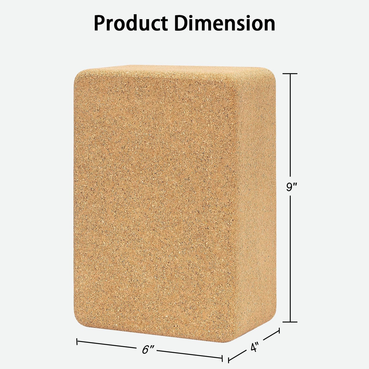 Hatha Yoga Cork Yoga Block, Natural Cork from Portuguese, Premium Brick 9"x6"x4", Eco-Friendly Yoga Accessories for Yoga, Pilates & Stretching
