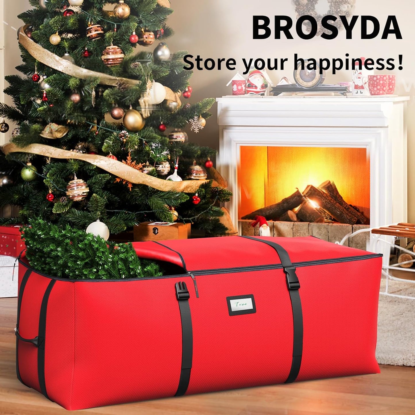 Skiennix Christmas Tree Storage Bag - Fits Up to 7.5Ft Artificial Trees | Waterproof 600D Oxford Fabric, Double Zipper & Buckle Straps