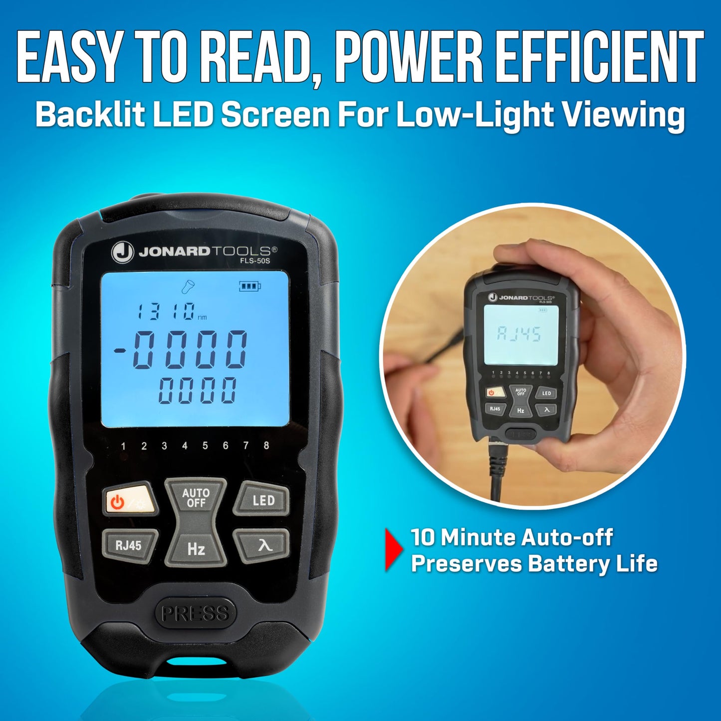 Jonard Tools FPL-5050S Mini Fiber Optic Power Meter & Light Source Kit, Single Mode 1310/1550nm, Optical Loss Tester, Built-in VFL, RJ45 Cable Tester