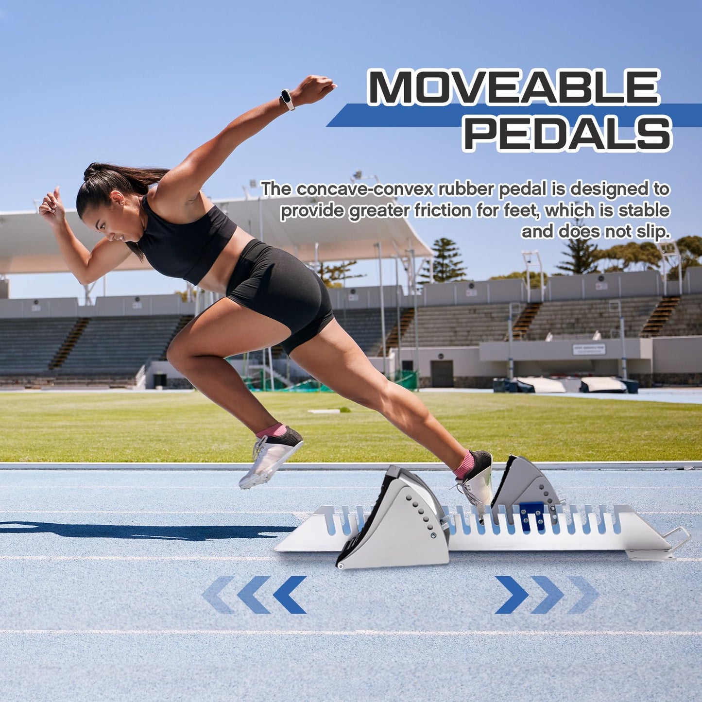 VioraWhite 25.2 Inch Starting Block 6 Angle Adjustable Track and Field Starter Sprinter Pedals Aluminum Alloy Track Blocks for Cinder Plastic Runway Athletes Runners, Blue