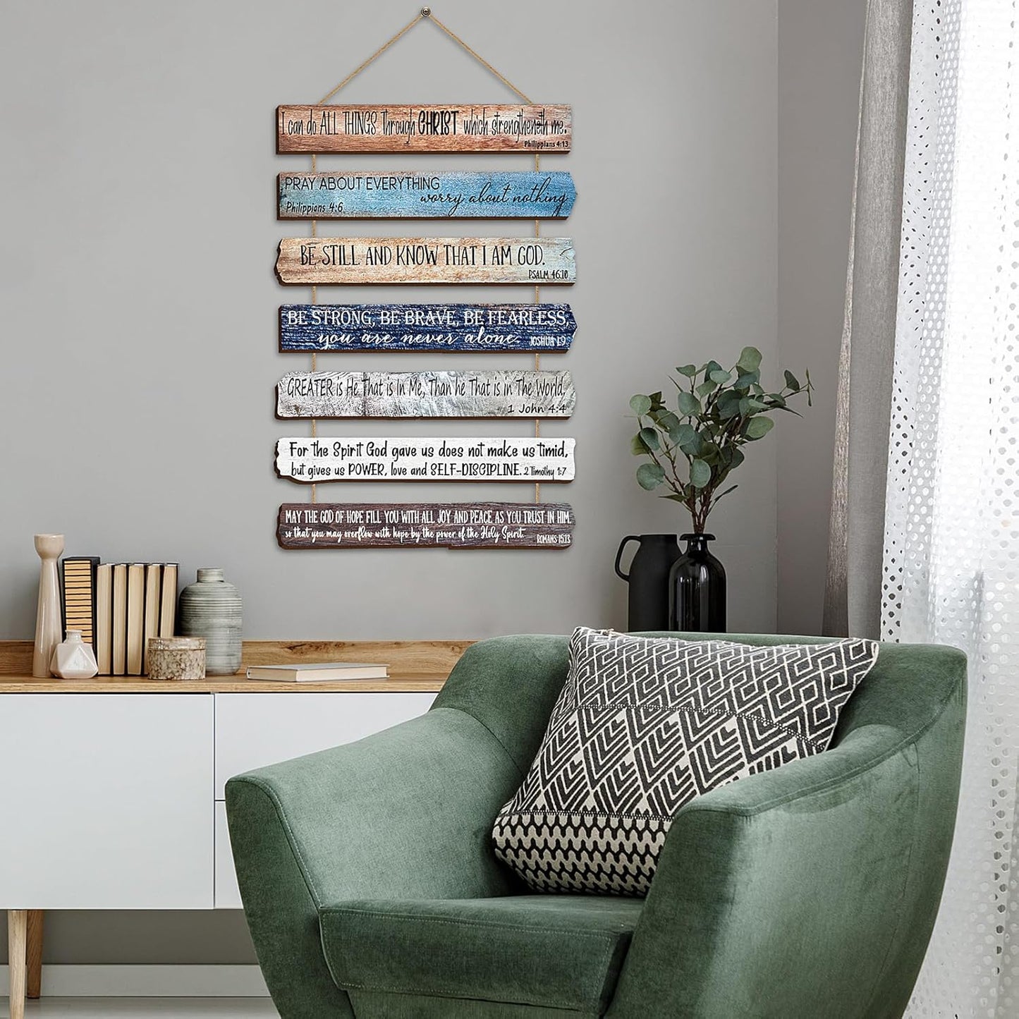 Yookeer Christian Wall Art - Inspirational Wooden Bible Verses for Office & Prayer Room Decor