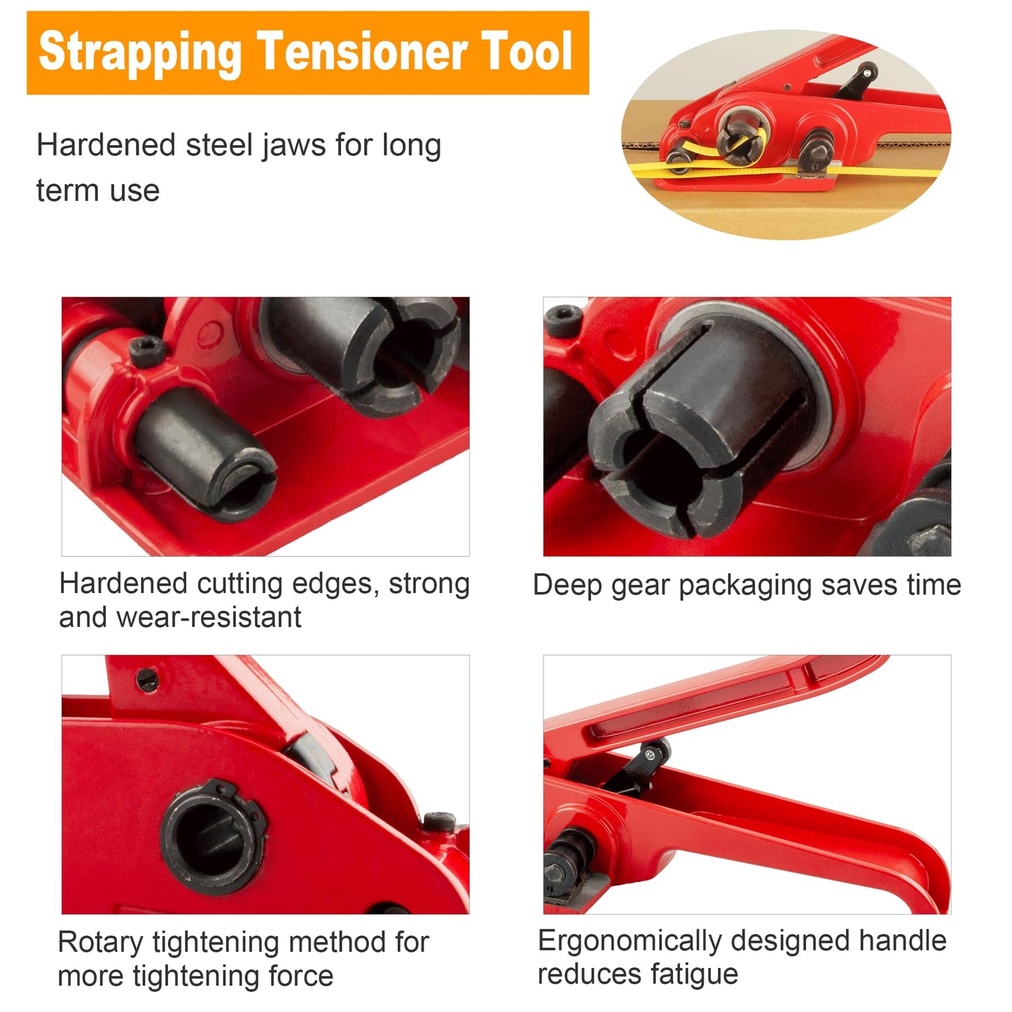 Heavy Duty Poly Strapping Tensioner & Cutter Manual Banding Tools, Banding Tensioner Cutter Cord Strapping Machine Windlass for 1/2" - 3/4" Width Polyester Polyproplyn Strap(8 Pack)