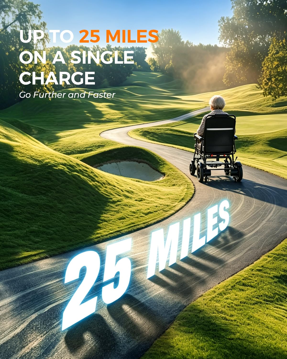 39LB Electric Wheelchairs for Seniors Ultra Lightweight, 25 Miles Long Travel Range Motorized Wheelchair, All Terrain Compact Portable Power Wheelchair, Foldable Mobility Scooter for Adults