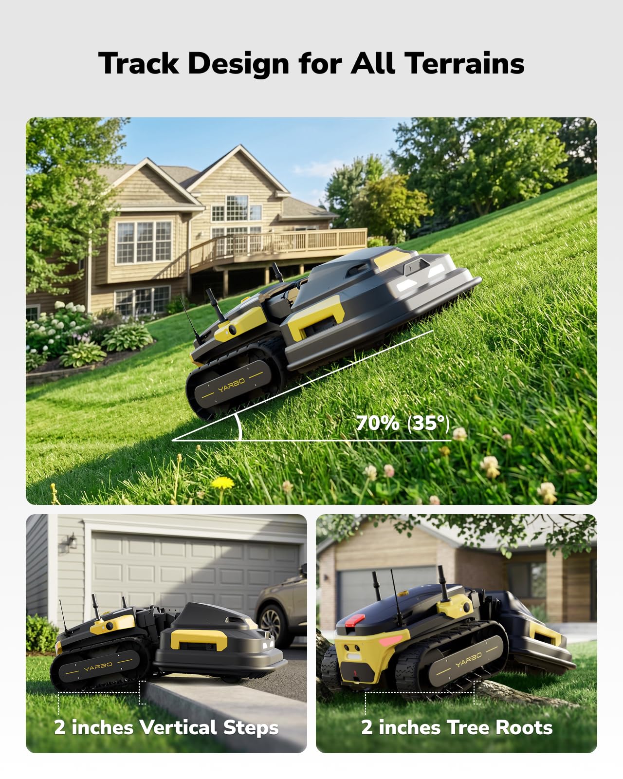 YARBO Robot Lawn Mower for Large Yard up to 6 Acres, Perimeter Wire Free, Modular Design, 1.2"-4.0" Cutting Height, 70% Slopes, Auto Recharging, AI Vision & RTK for Navigation