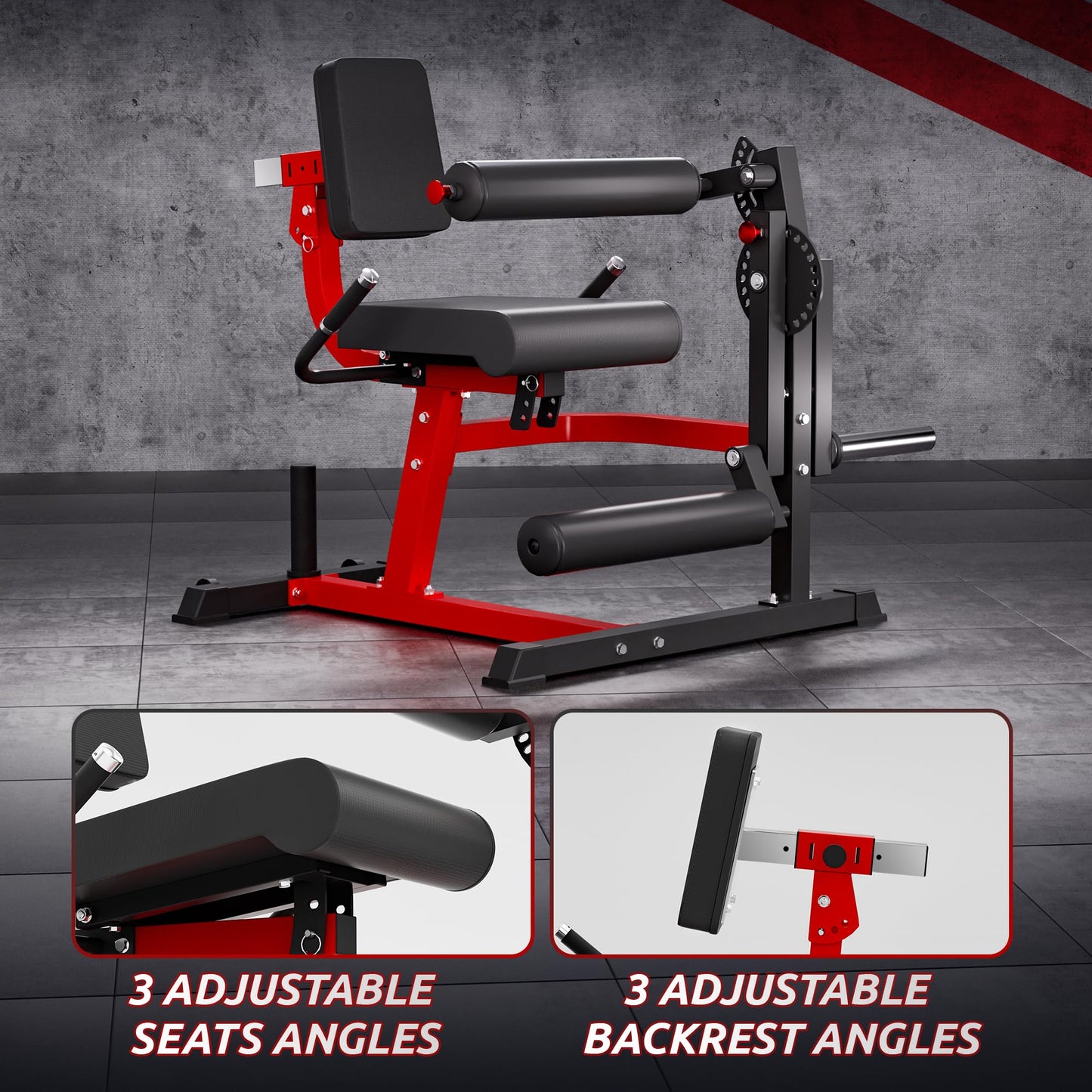 XGEME Leg Extension and Curl Machine, 2-in-1 Seated Lower Body Strength Training Equipment for Home Gym, Adjustable Leg Developer with High-Density Foam Rollers, Fits 1" & 2" Weight Plates