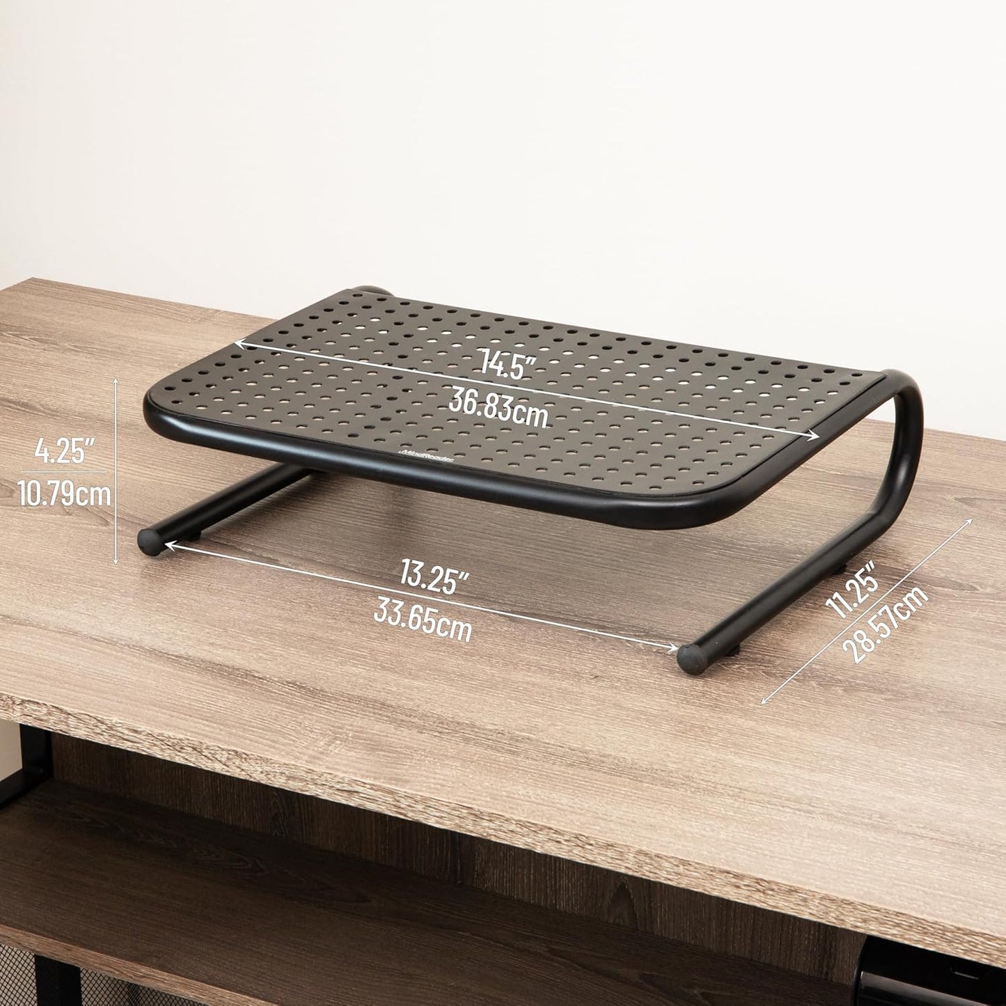 Set 2, Mind Reader Monitor Stand, Ventilated Laptop Riser, Desktop Organizer, Metal, of Black