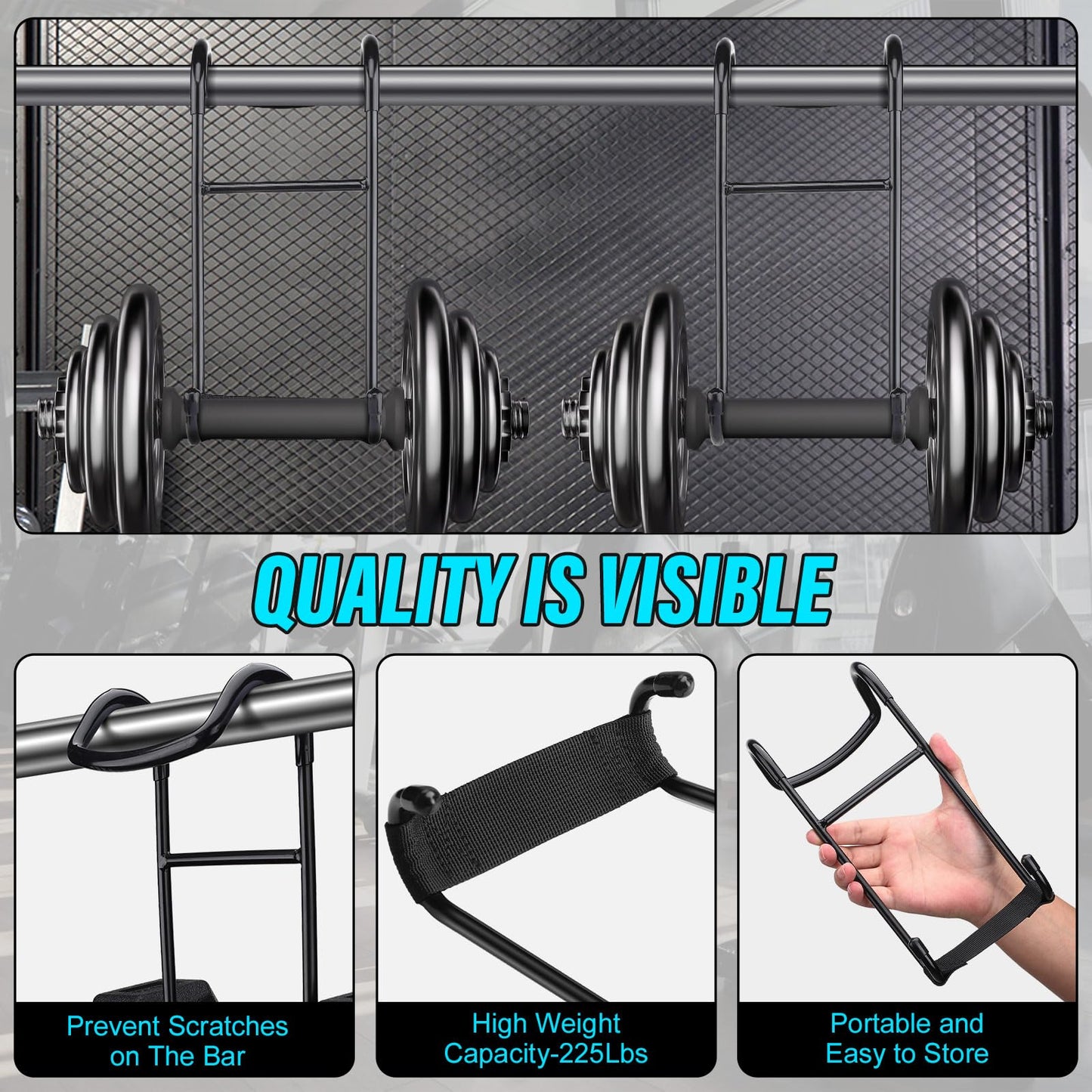 TOBWOLF Dumbbell Spotter Hooks Hangers, Heavy Power Dumbbells Rack Attachments for Dumbbell Bench Press Hold Up 225LB, Safety Connector Perfect for Hanging Dumbbells to Barbells for Chest Workout