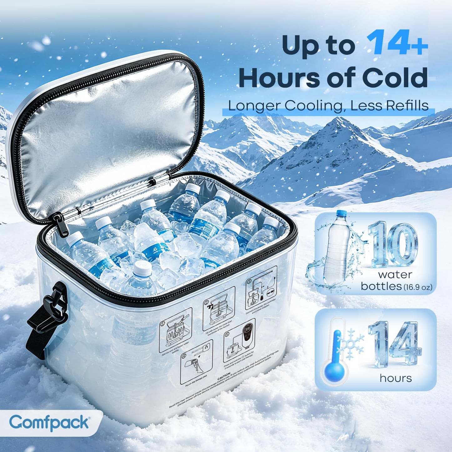 Comfpack Cold Therapy Machine, Portable Ice Machine for Knee After Surgery with Programmable Timer and Quiet Pump, Cold Water Circulation System for ACL Rotator Cuff, Shoulder and Hip Surgery Recovery