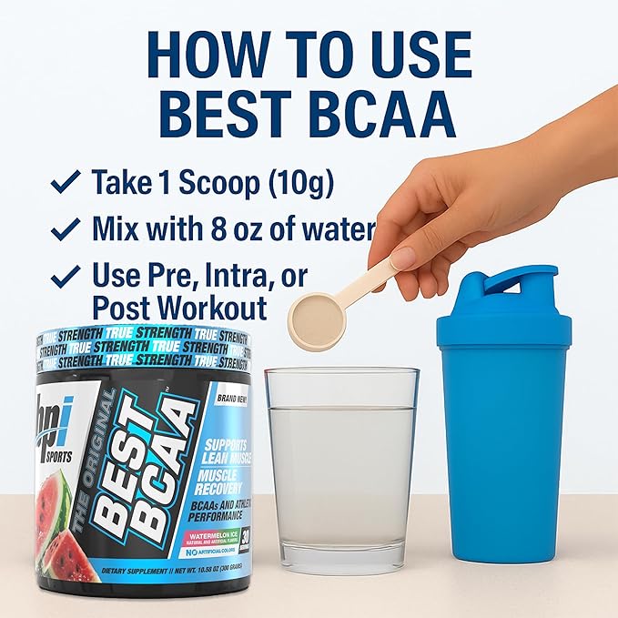 BPI Sports Best BCAA Powder - Muscle Recovery Support - Branched Chain Amino Acids | Building Blocks of Protein and Muscle - Post Workout Recovery ??Hydration - Watermelon Ice, 30 Servings