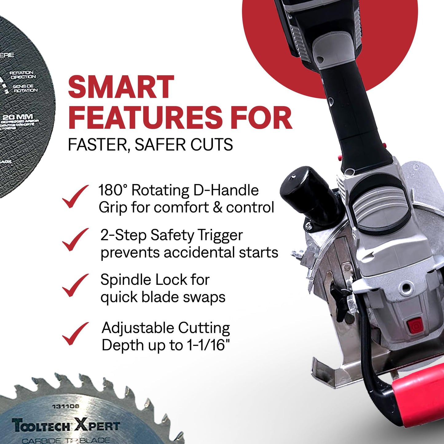 ToolTech 20V Cordless Undercut Saw Kit, 8000 RPM Jamb Saw With 4.0mAh Battery and Charger Included, For Door Jambs, Trim, Baseboard Precision Cuts and Flooring