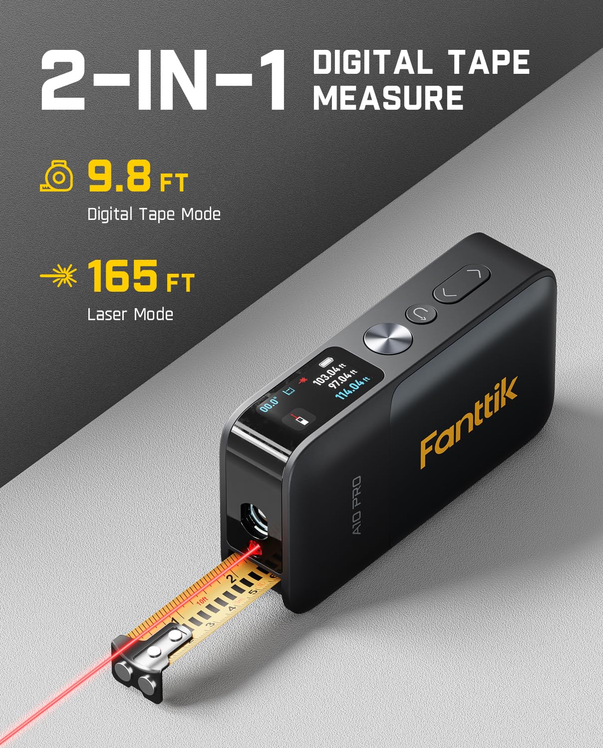 Fanttik A10 Pro 2-in-1 Digital Laser Tape Measure with HD IPS Color Display & Fanttik D12 Ace Laser Level 360 Self Leveling