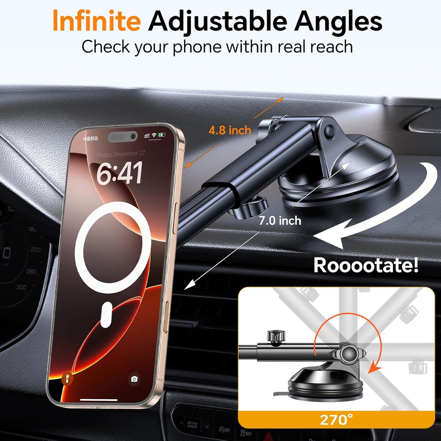 Coolpow 17 16 for MagSafe Car MountWindshield+Vent+DashMagnetic Phone Holder for Car Phone Holder Mount Cell Phone
