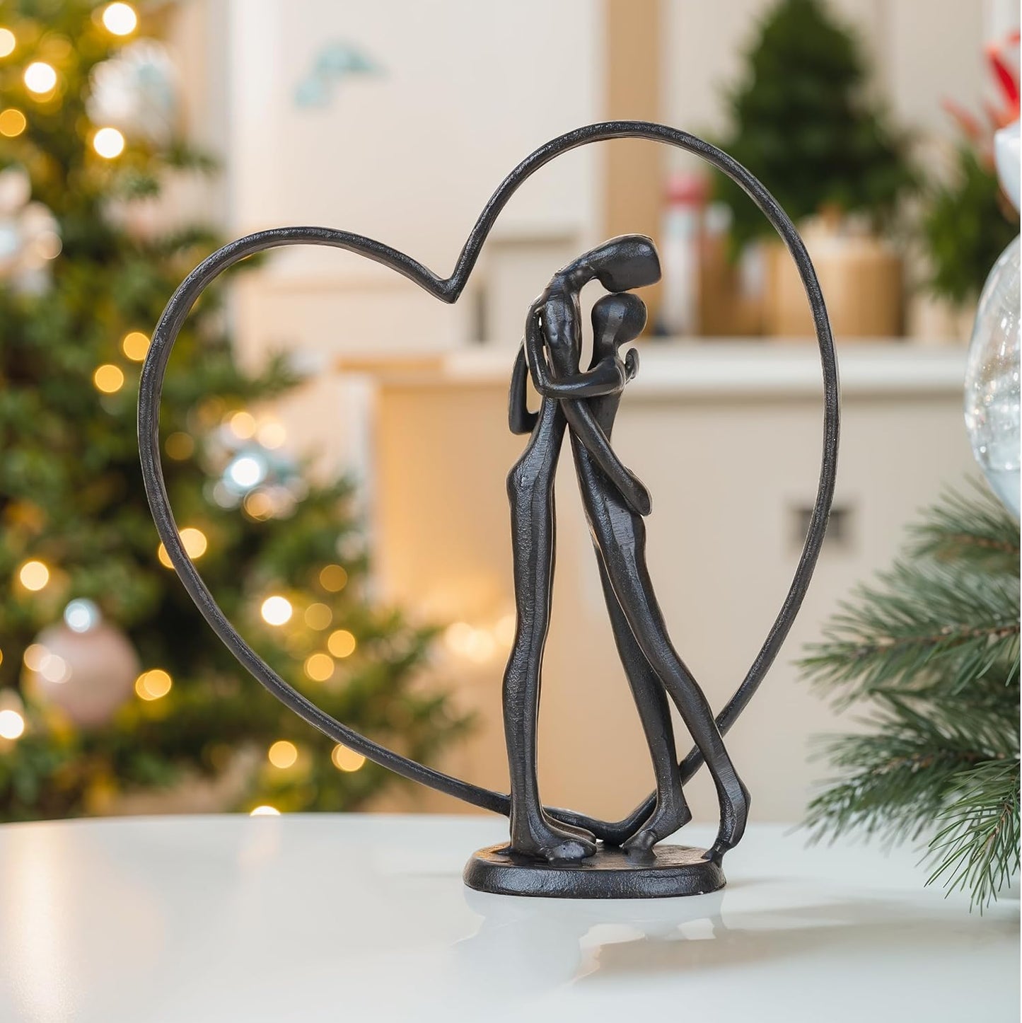Suruim Anniversary Iron Sculpture - Romantic Heart Statue Gift for Couples | Perfect Valentine's Day Present