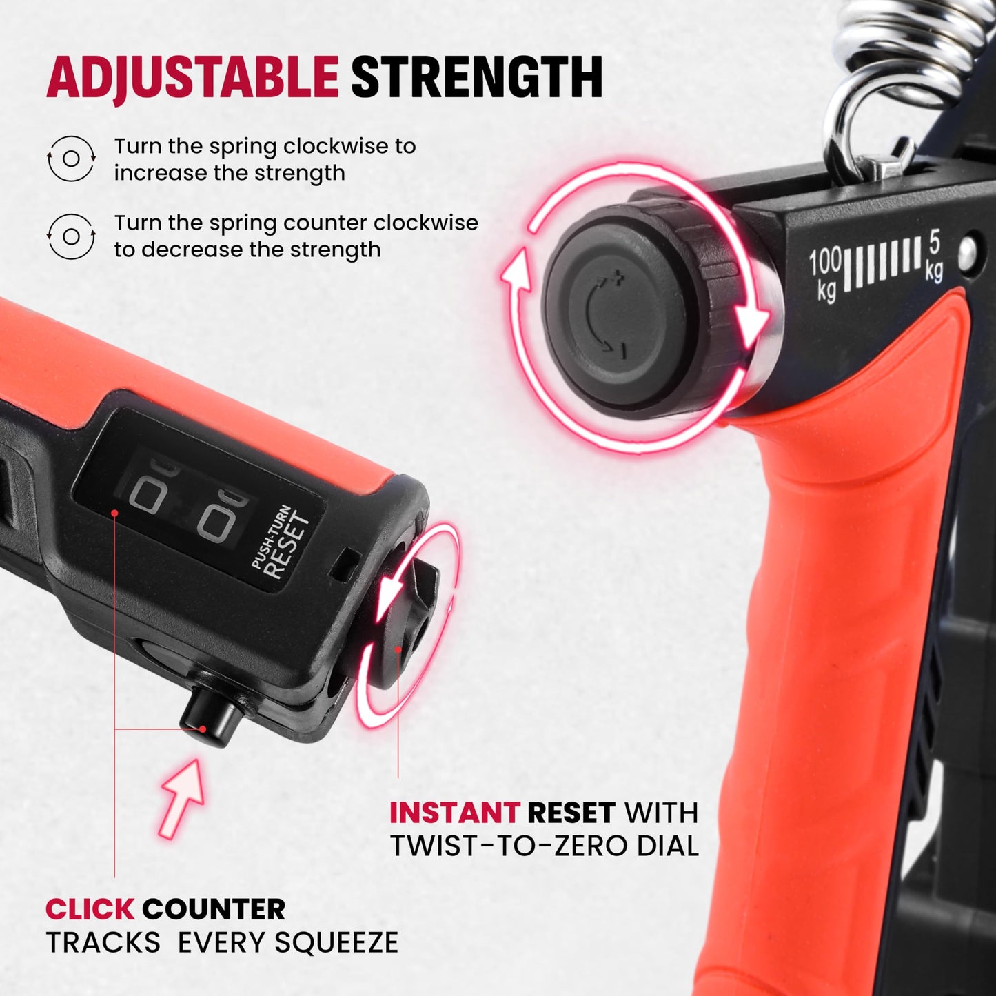 Grip Strength Trainer Kit, 4 Pack Hand Gripper Strengthener with Adjustable Resistance (5-100kg), Forearm Exerciser, Finger Strengthener & Stress Relief Ball for Muscle Building & Injury Recovery