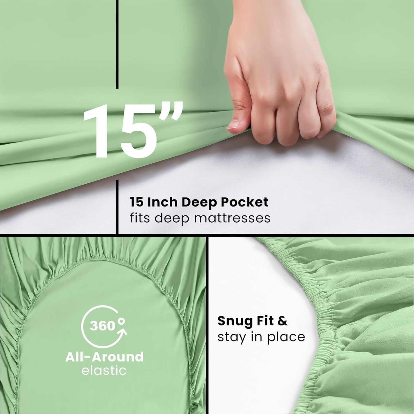 Utopia Bedding King Fitted Sheet - Soft Microfiber - Deep Pocket - Fade Resistant - Sage Green
