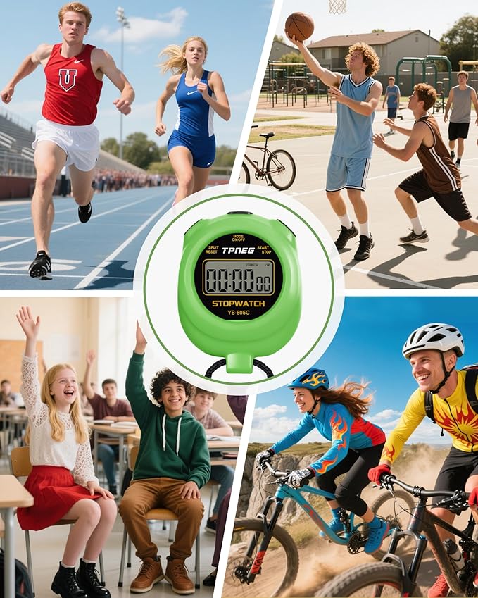 Simple Stopwatch Timer - Easy to Use, Set Up, Read, and Carry - Large Display - On/Off, AAA Battery - Ideal for Coaches, Track and Field, Soccer Referees, Sports, Classroom