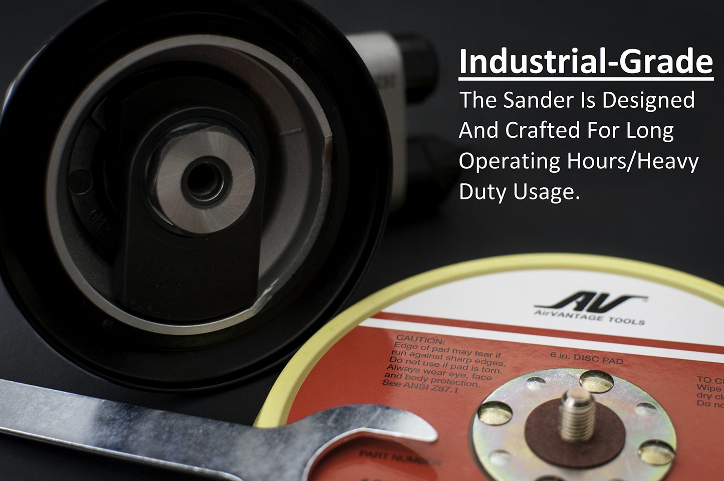 AirVANTAGE Industrial Grade Random Orbital Air Sander Non-Vacuum With Low-Profile Pad, 1/4 in. NPT Air Inlet (6": 3/16- PSA Vinyl)