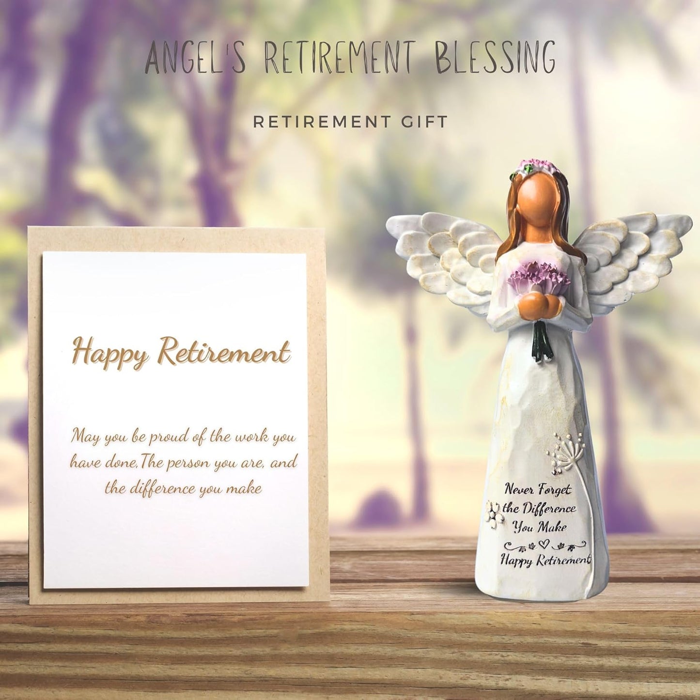 Skiennix Retirement Gift for Women - 5.5” Angel Figurine with Card | Perfect for Coworkers & Friends