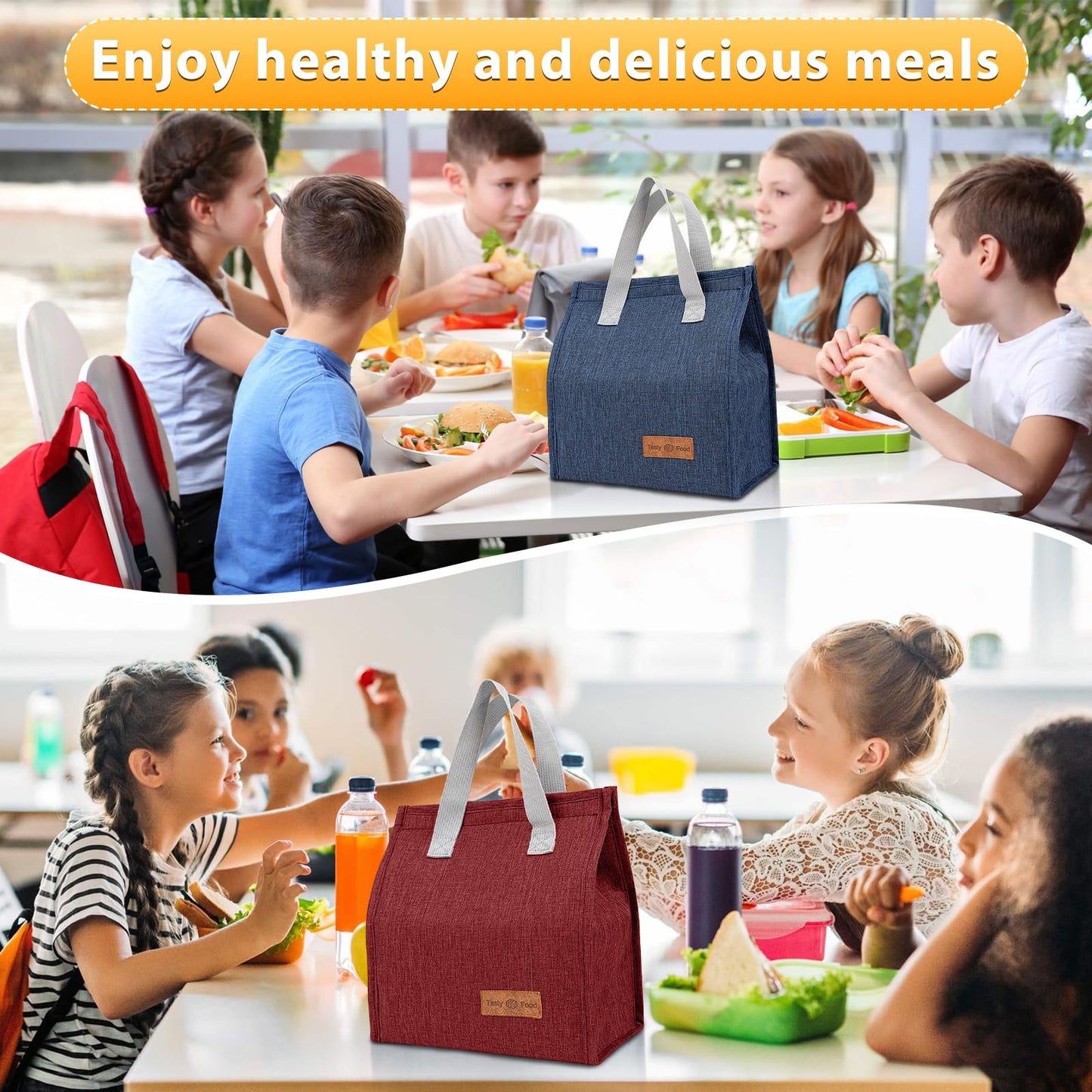 VZZNN 12 Pack Lunch Bags Bulk,Insulated Reusable Lunch Bags with Aluminum for Women Men,Leakproof Tote Large Lunch Box for Office,Work,Beach or Travel,Black