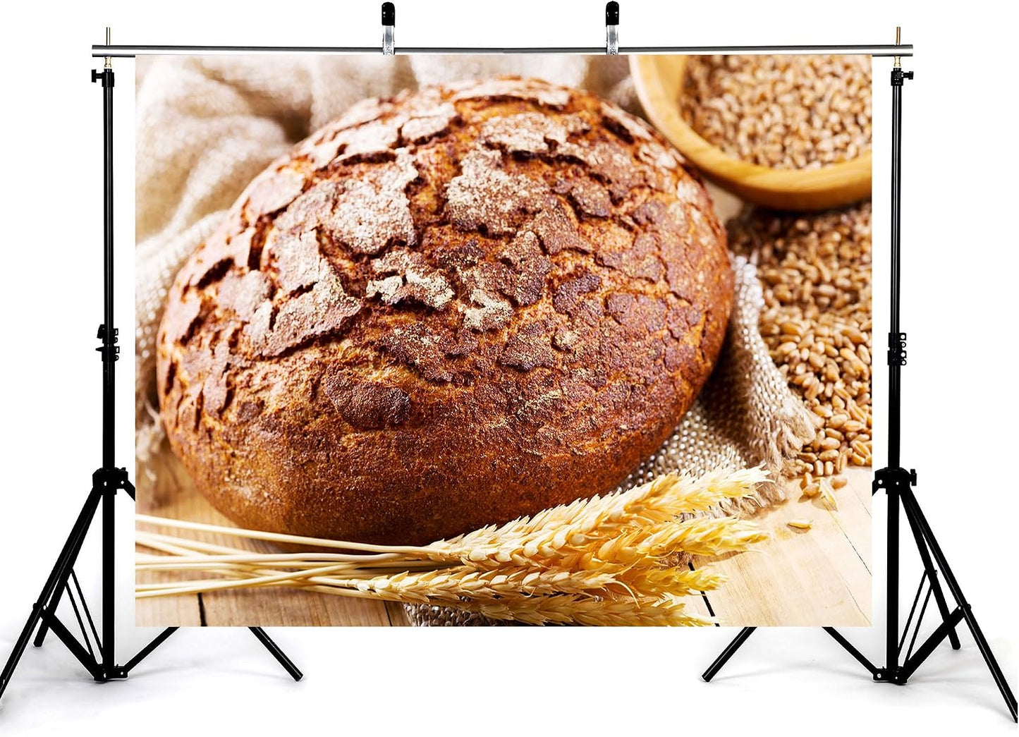 KeyWork 10x10ft Rye Bread Backdrop Fresh Whole Grain Sourdough with Wheat Photography Background for Bakery Food Fair