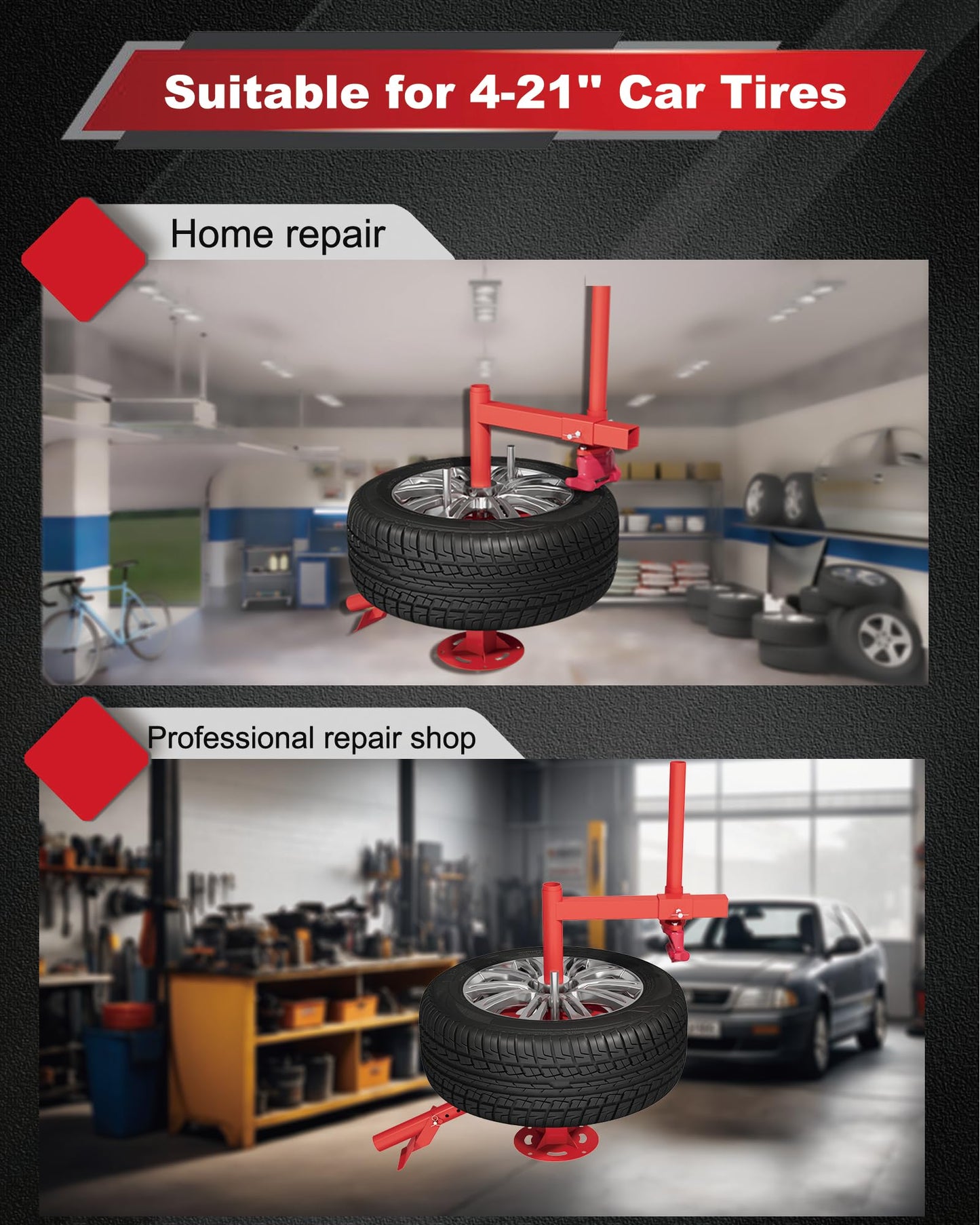 Krysolad Portable Tire Changer with Duck Head, 12''-21'' Tire Change, Manual Tire Changer Machine Fit for Cars, Trailer, ATV, Truck, SUV