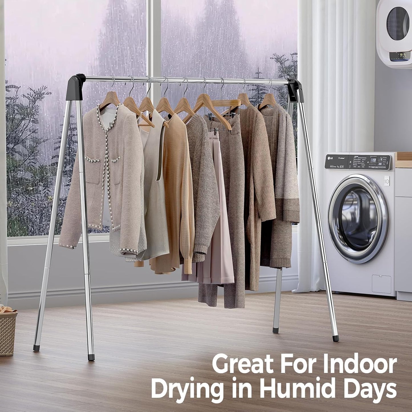 TOOLF Clothes Drying Rack - Foldable Stainless Steel Design | Portable Indoor/Outdoor Use, Large Capacity