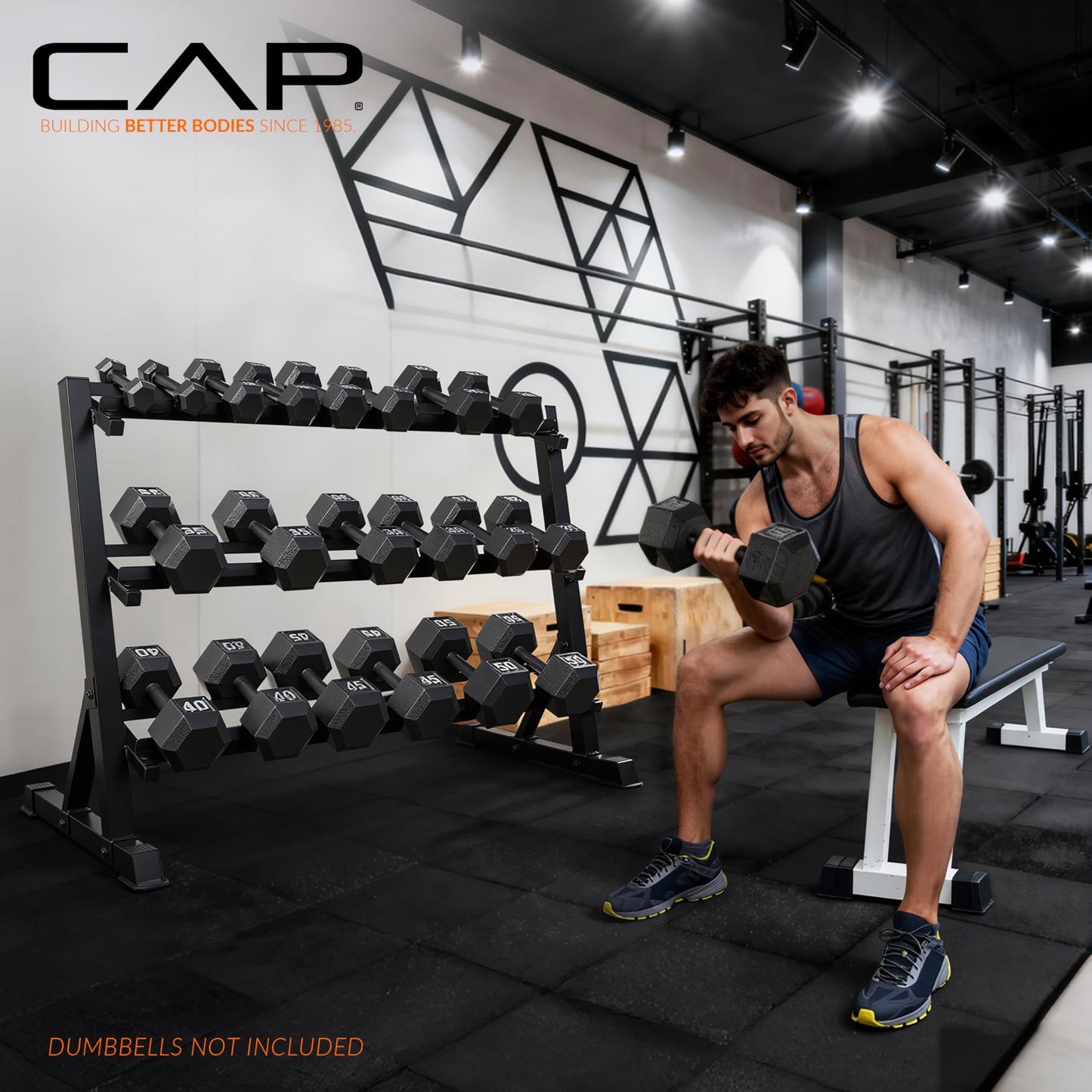CAP Barbell Heavy-Duty 3-Tier Dumbbell Rack for 5-50 Pound Dumbbell Pairs, 51" Long