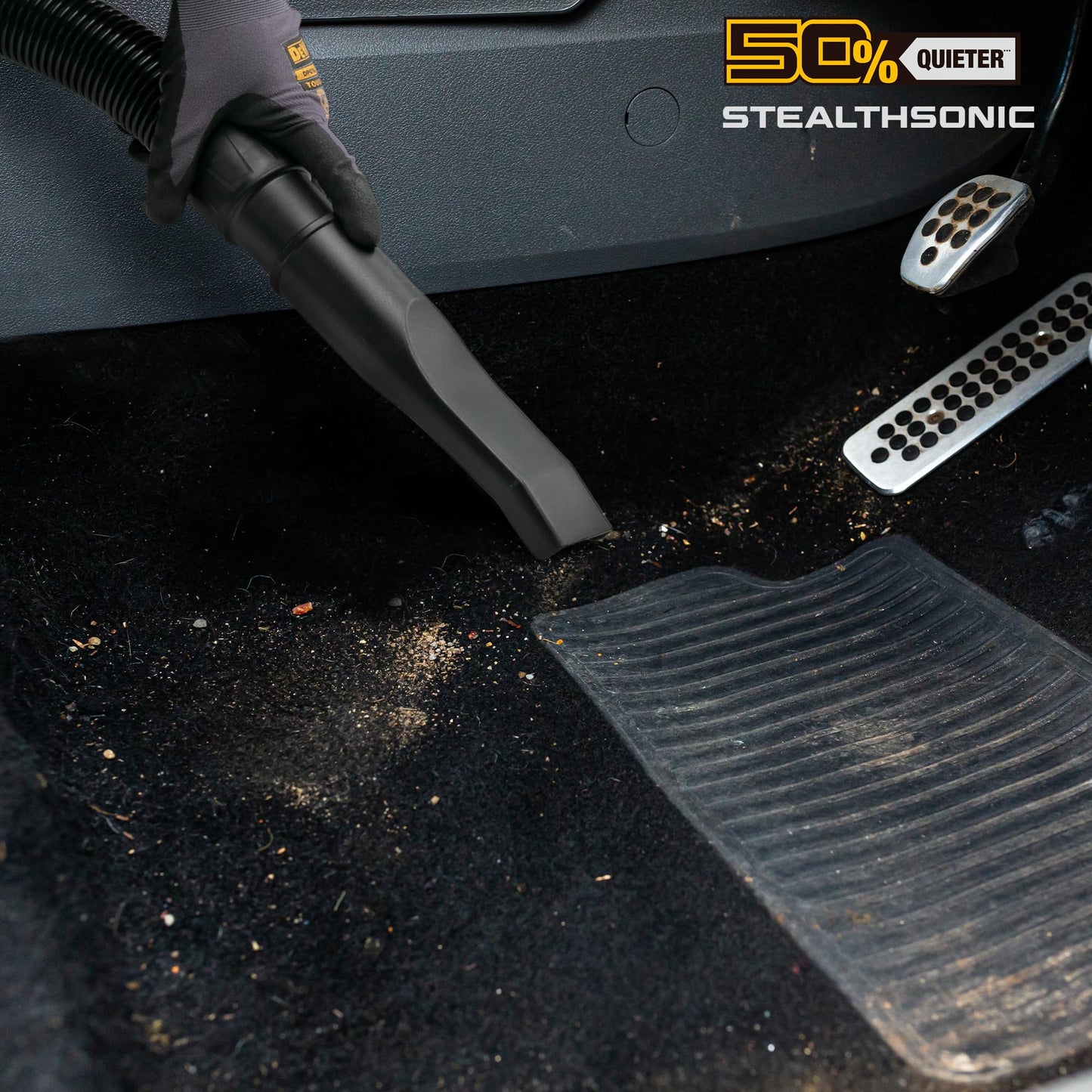 DEWALT 10 Gallon 5.0 Peak HP STEALTHSONIC Shop Vacuum Wet and Dry, Ultra Quiet Wet Dry Vac, Ideal for Jobsite, Garage, Car & Workshop, DXV10P-QT with Attachments & Powerful Suction, Portable Cleaning