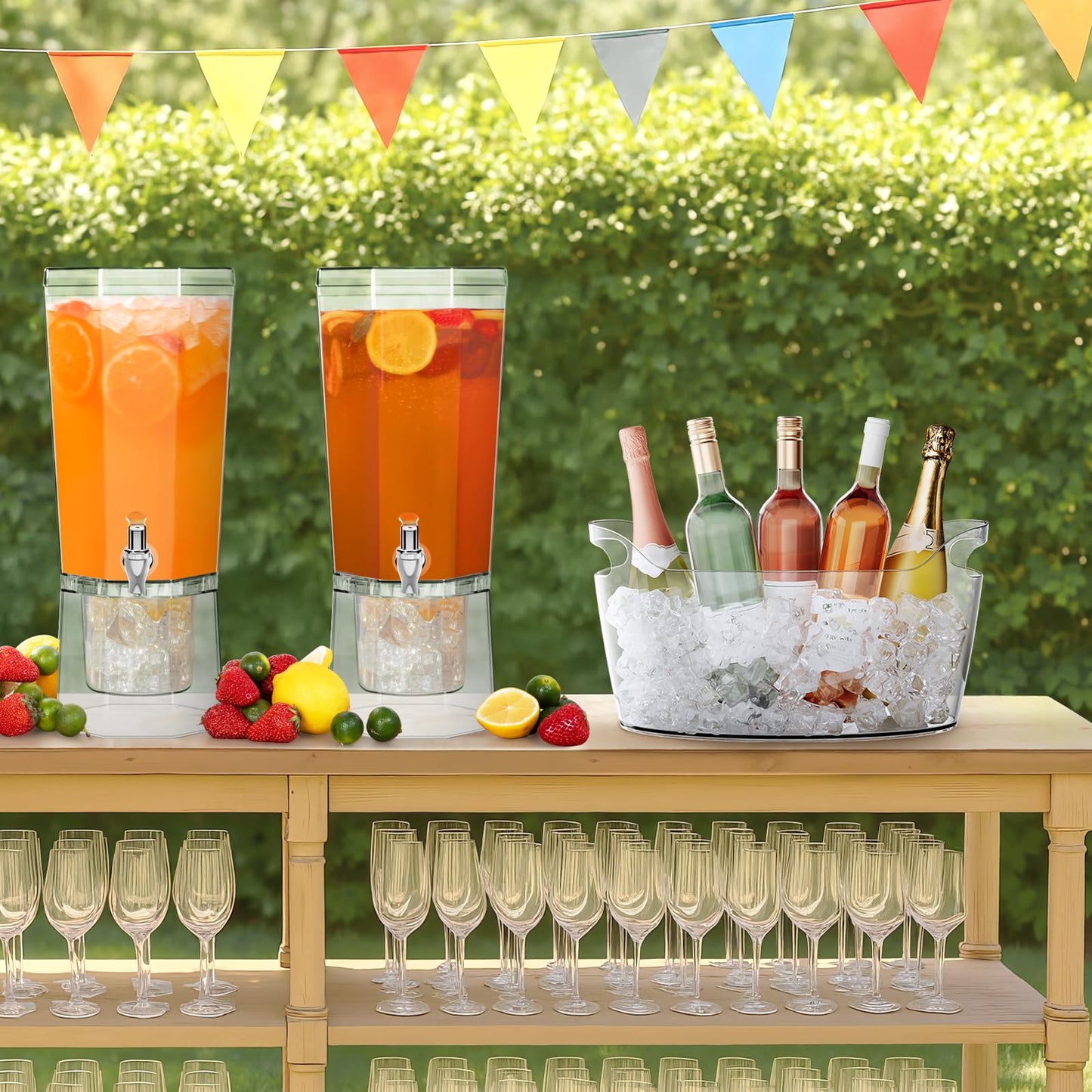 Lifewit 6.5L Ice Bucket for Parties 2 Packs, Portable Drink Bucket for Cocktail Bar, Plastic Champagne Cooler for Beverage/Wine/Beer, Mimosa Bar Supplies Chiller Tub with Scoop 38 x18x20 cm/15x7x8"