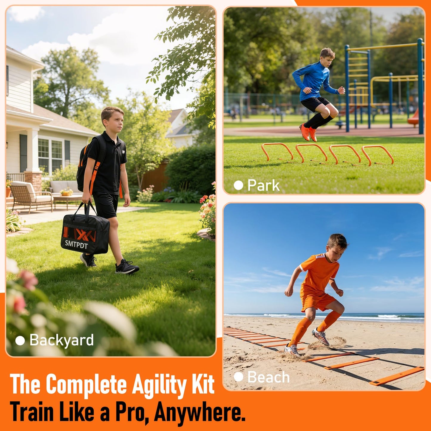 Speed and Agility Training Equipment: 5 Adjustable Agility Hurdles. 20ft Agility Ladder, Soccer Training Equipment Set for Kids Youth Adults