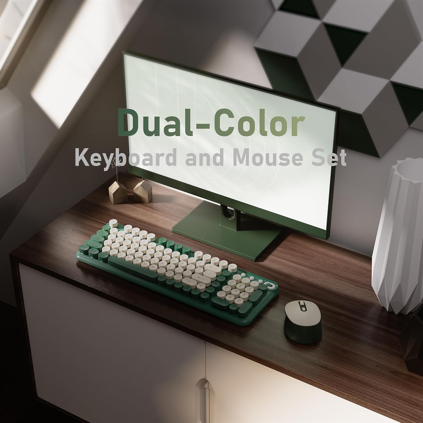 MPTOG 2.4G Set Wireless Keyboard and Mouse Combo, Full-Size with Number Pad, Long Battery Life, Plug Play for Office
