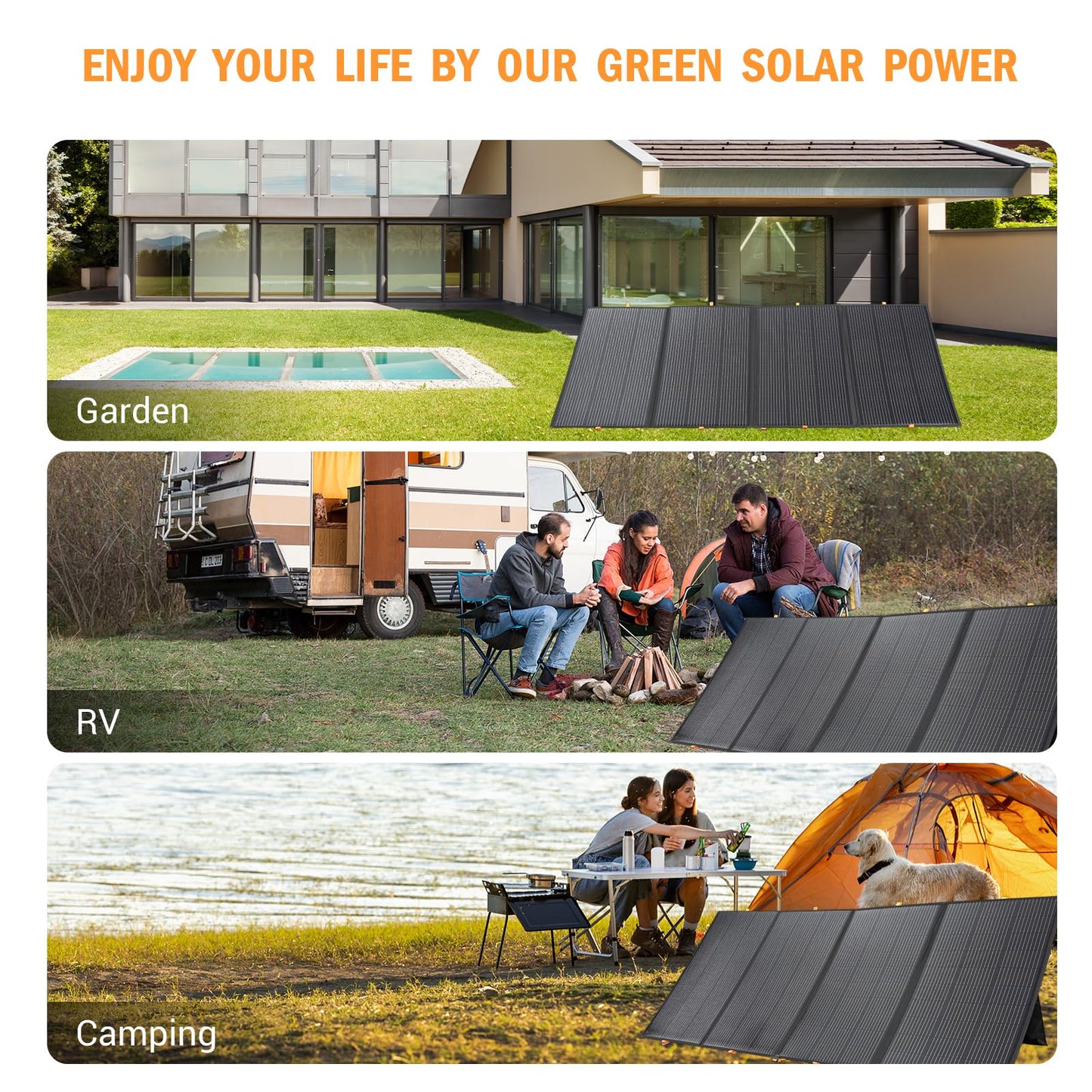400W Portable Solar Panel,Foldable Solar Panel Power Backup,36V Output Solar Charger for Power Station Off Grid Outdoor Activities, RV, Marine,Camping, Solar Generator, IP67 Waterproof
