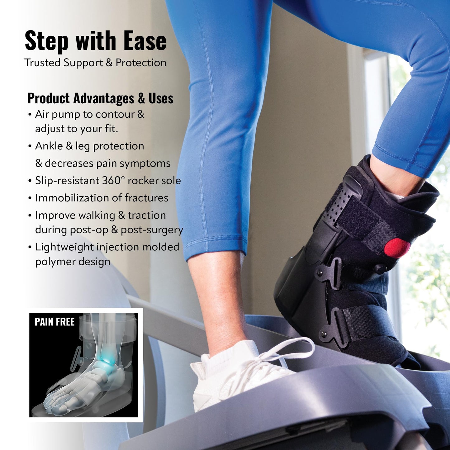 Braceapedia Rapid Recover Short Walking Boot, Fracture Boot, Medical Grade Fracture Foot & Ankle Support Brace Adjustable Air Pump, Sprain & Injury Recovery, Post Op Shoe, For Injured Foot, Large, Black