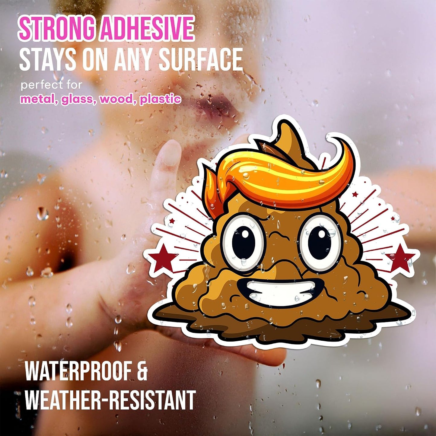 3PCS Potty Training Sticker | Funny Poop Emoji Sticker, Waterproof Vinyl Decals for Notebook, Water Bottles