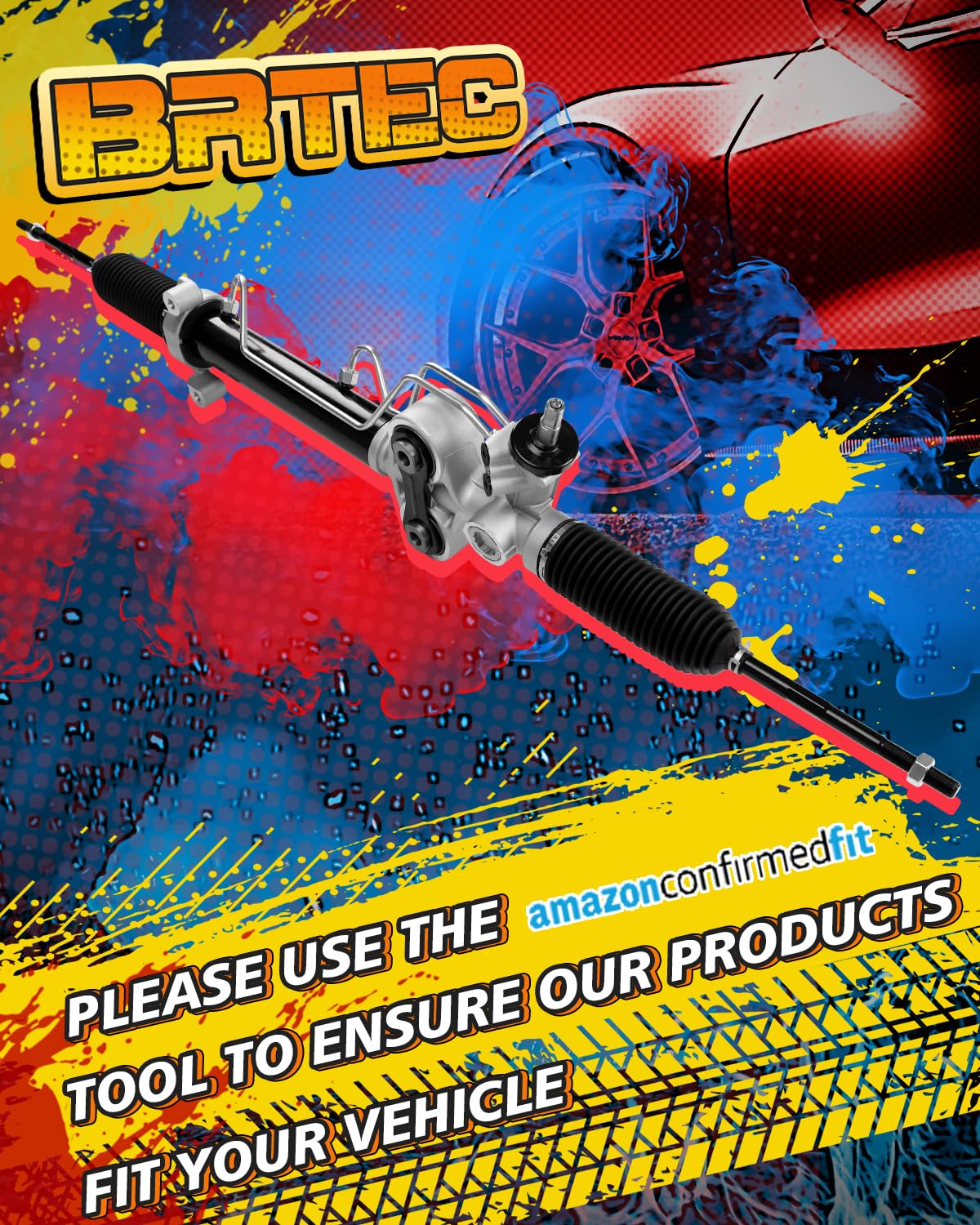 BRTEC 22-1036 Hydraulic Power Steering Rack and Pinion Assembly Compatible for 2007-2013 Silverado 1500 Sierra 1500