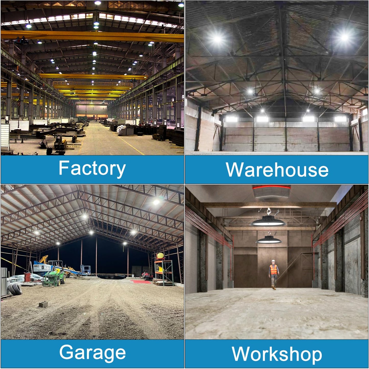 Lightdot 250W High Bay LED Light 37500lm Commercial Bay Lighting 5000K AC100-277V UFO LED High Bay Shop Light for 30-60FT Height Warehouse,Workshop, Garage & Barn,Plug & Play -6Pack
