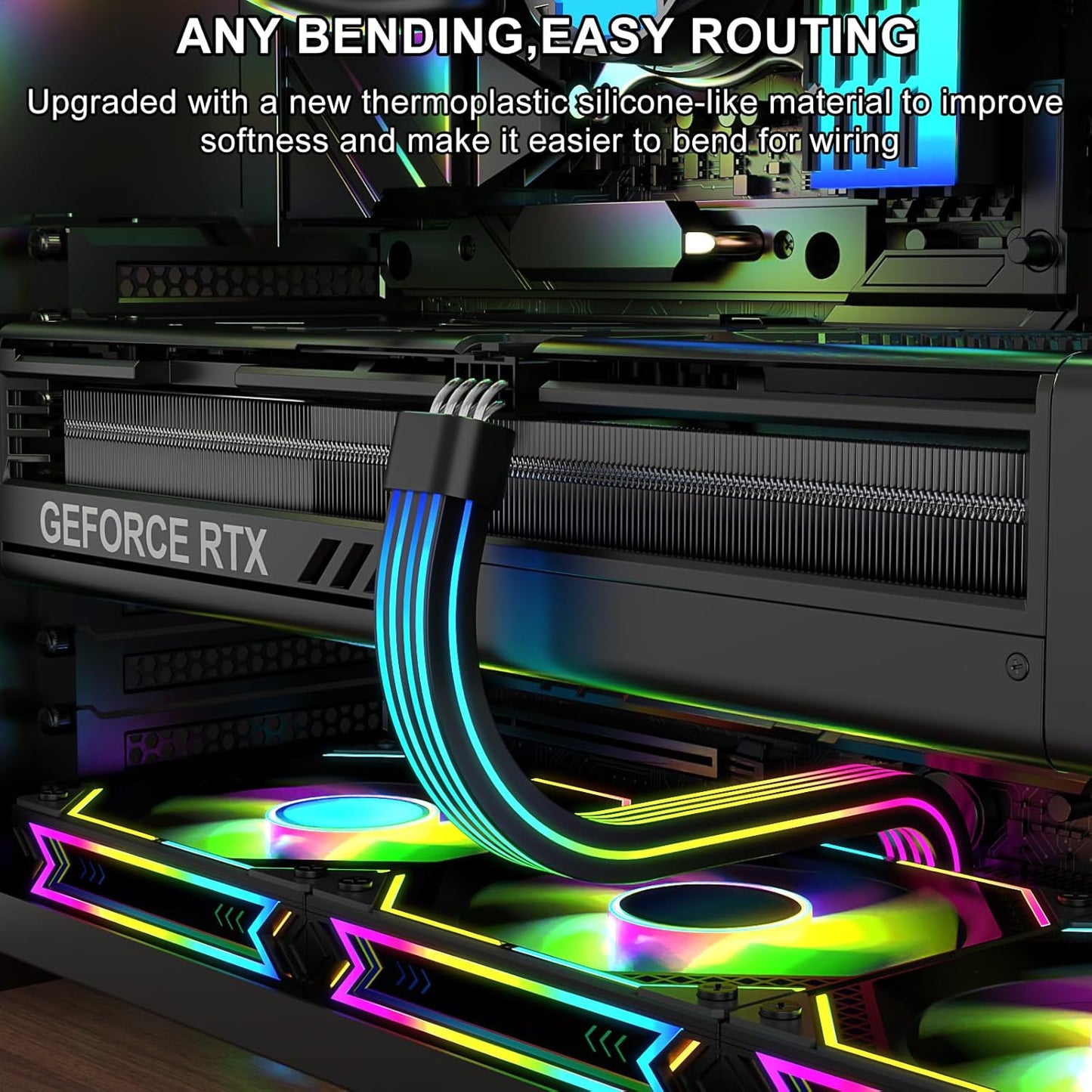 Sirlyr 8 3060 4060 4070 6600 580 5V3Pin RGB Pin PCIE Cable,Bright ARGB GPU Cables Extension for RTX Radeon RX Graphics