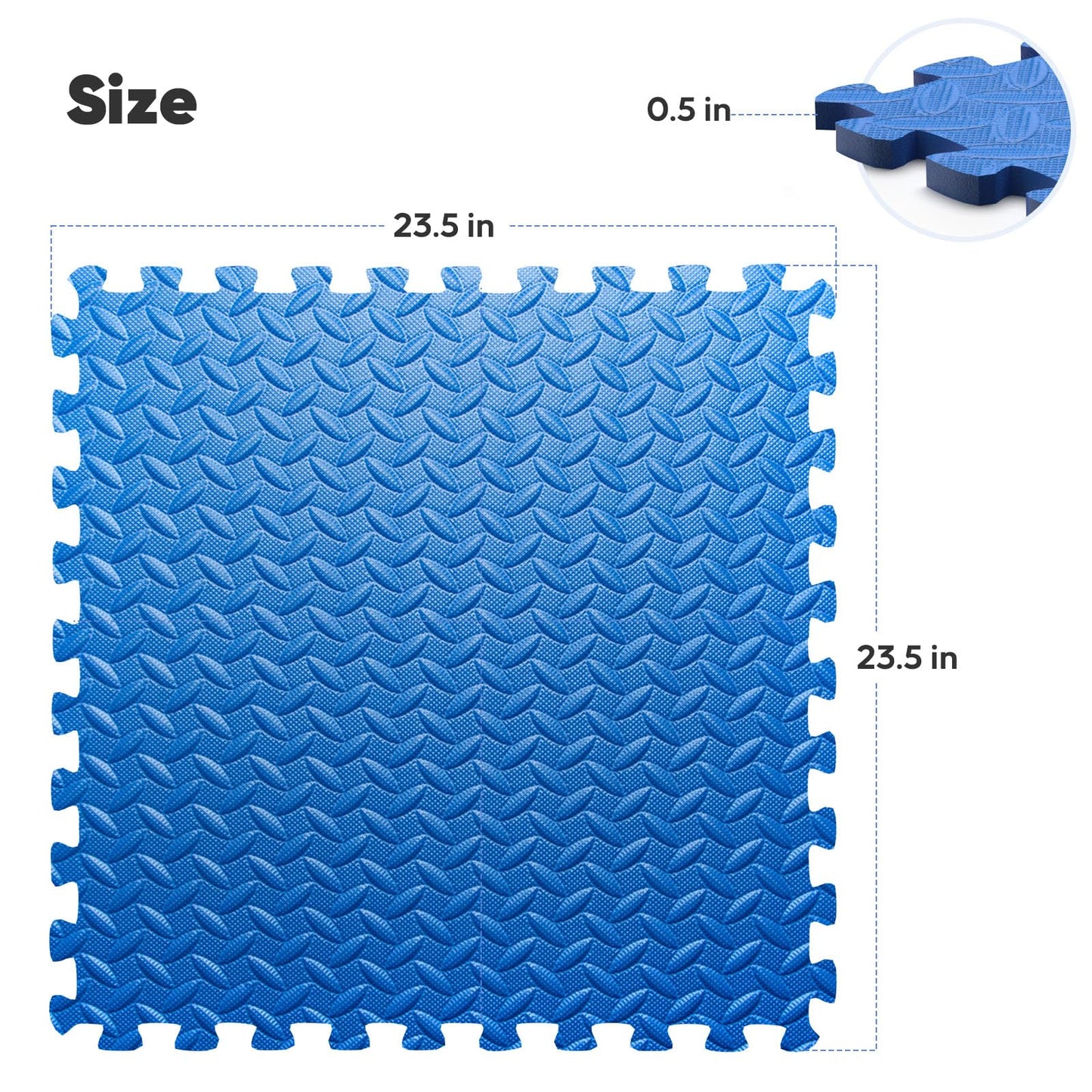 Home Gym Mat, Puzzle Exercise Mat, of EVA Interlocking Foam Floor Tiles for Home Workout Equipment and Kids' Play Areas - Blue, 24 in x 24 in x ½ in - 16 Tiles (Blue, 16 Pack 64 sq ft)