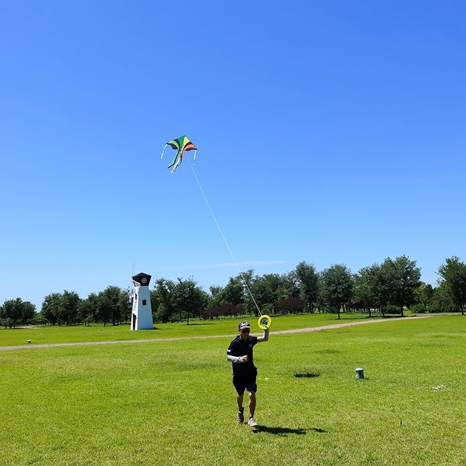 Rainbow Delta Kites(3 Pack), Easy to Fly Kites for Kids Ages 3-5 & 4-8 - Single Line Beach Kite for Toddlers and Beginners.