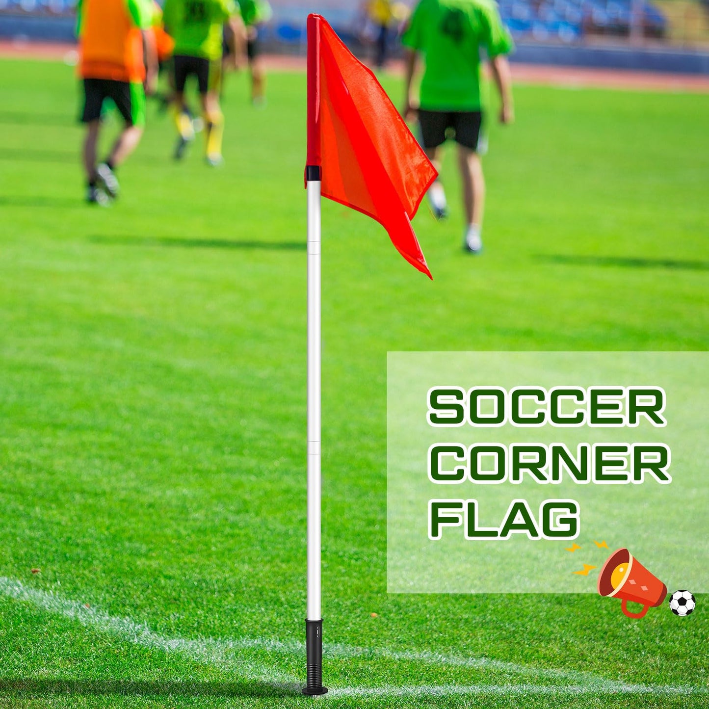 VitalCozy 4 Pcs 2 in 1 Soccer Corner Flags Agility Poles for Field 5 ft Portable Spring Loaded Flags Soccer Poles Dribbling Football Equipment for Training